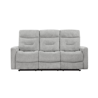 Canapé inclinable double manuel Lyns, chenille grise douce, 81 pouces