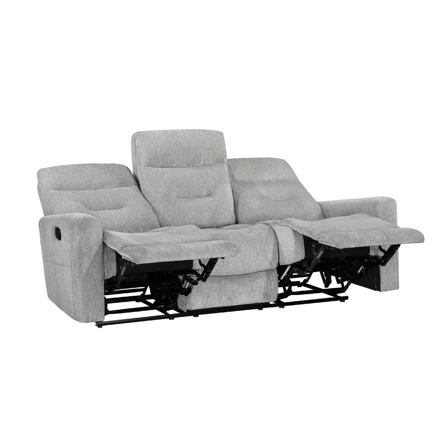 Canapé inclinable double manuel Lyns, chenille grise douce, 81 pouces