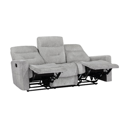 Canapé inclinable double manuel Lyns, chenille grise douce, 81 pouces