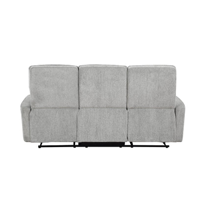 Canapé inclinable double manuel Lyns, chenille grise douce, 81 pouces