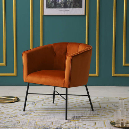 Fauteuil Tub Aurelie en velours orange brûlé