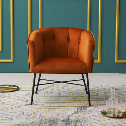 Fauteuil Tub Aurelie en velours orange brûlé