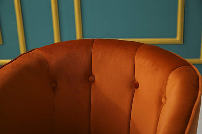 Fauteuil Tub Aurelie en velours orange brûlé