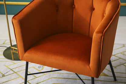 Fauteuil Tub Aurelie en velours orange brûlé