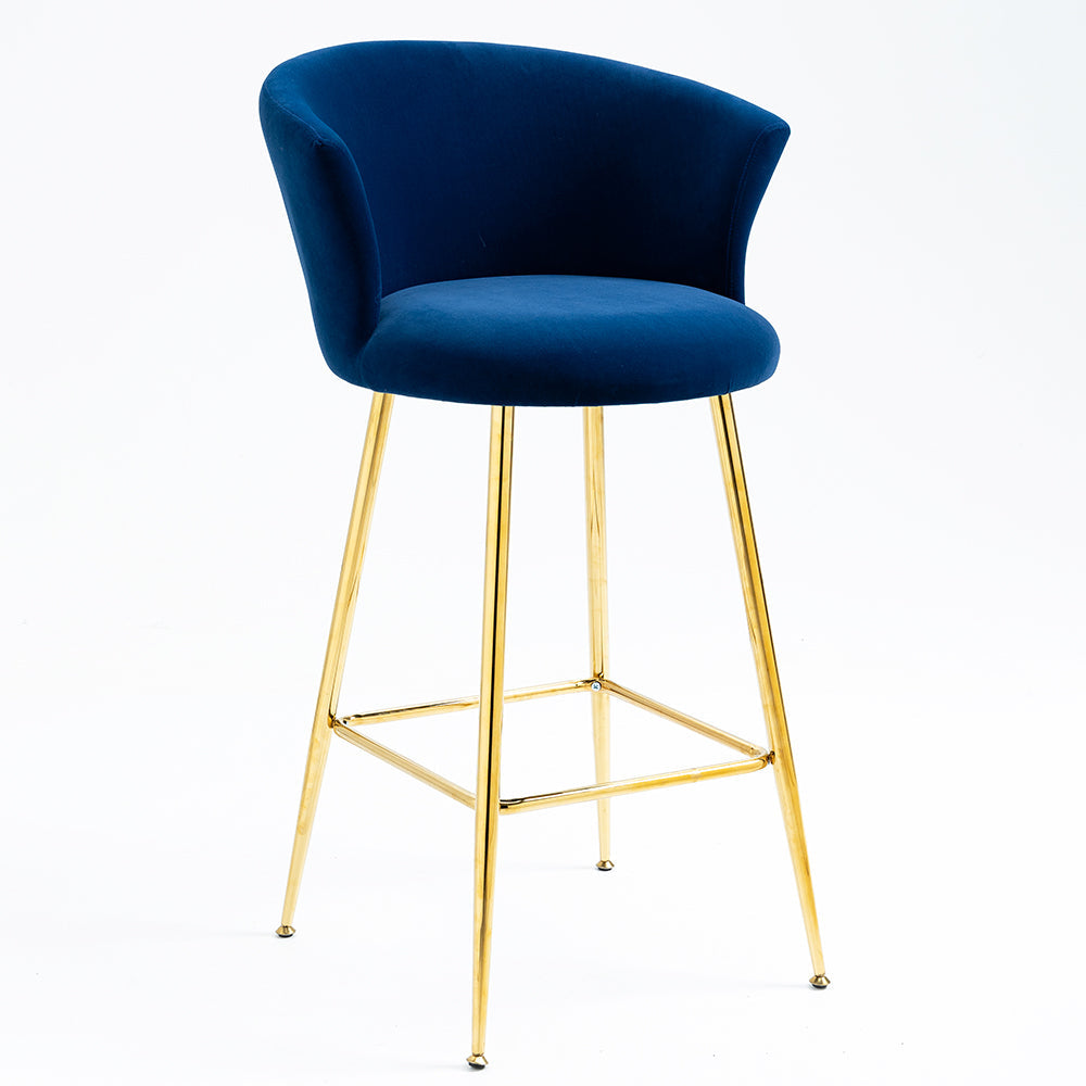 Ensemble de 2 tabourets de bar en velours bleu Kylie