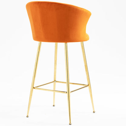 Ensemble de 2 tabourets de bar en velours orange Kylie
