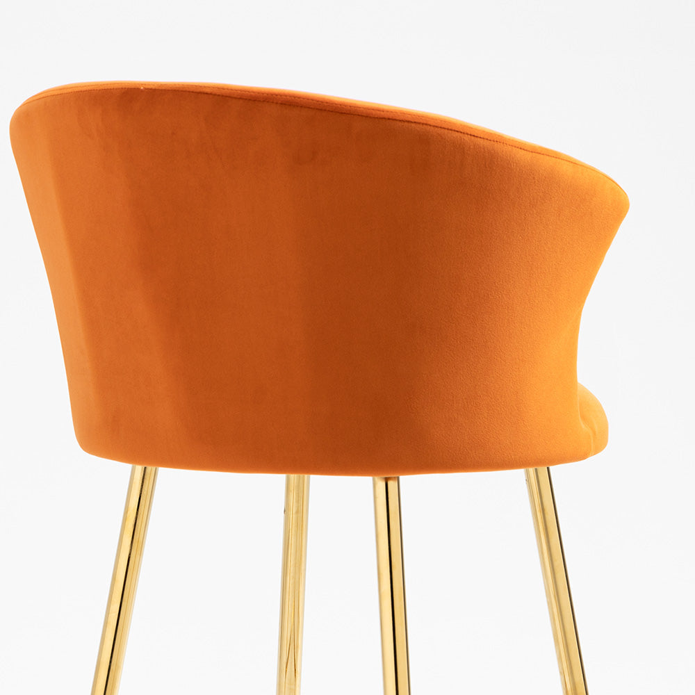Ensemble de 2 tabourets de bar en velours orange Kylie