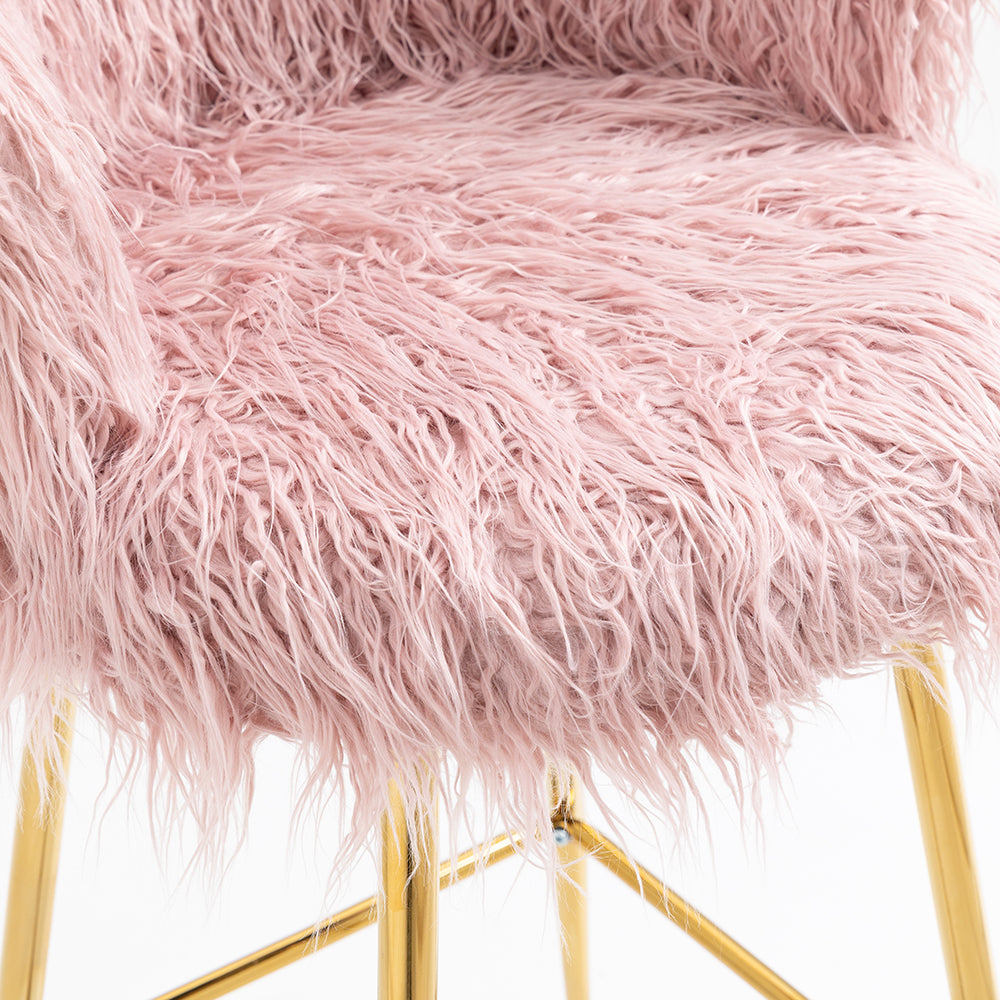 Lot de 2 tabourets de bar en fausse fourrure rose Kylie