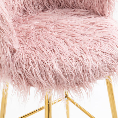 Lot de 2 tabourets de bar en fausse fourrure rose Kylie