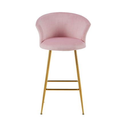 Ensemble de 2 tabourets de bar en velours rose Kylie