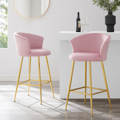Ensemble de 2 tabourets de bar en velours rose Kylie