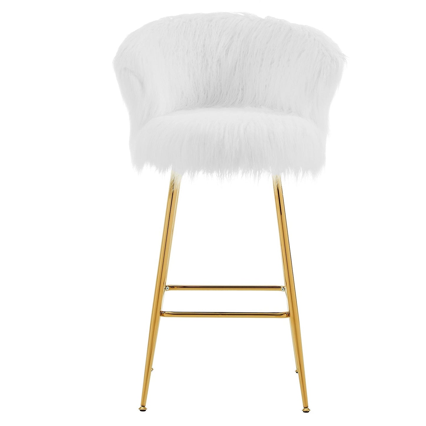 Ensemble de 2 tabourets de bar Kylie en fausse fourrure blanche et pelucheuse