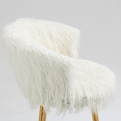 Ensemble de 2 tabourets de bar Kylie en fausse fourrure blanche et pelucheuse