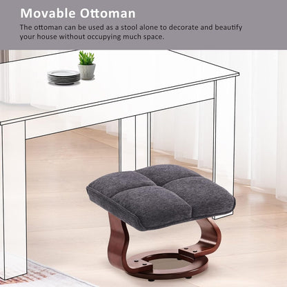 Ensemble MCombo de 2 fauteuils inclinables pivotants avec repose-pieds et coussin cervical, en tissu chenille