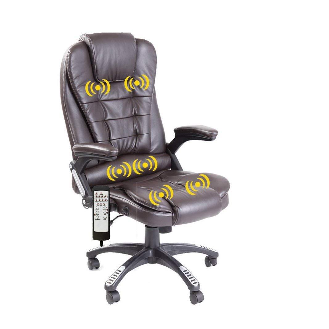 Fauteuil de bureau pivotant et inclinable avec fonction massage vibrant, MM17 marron