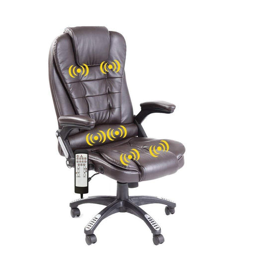 Fauteuil de bureau pivotant et inclinable avec fonction massage vibrant, MM17 marron