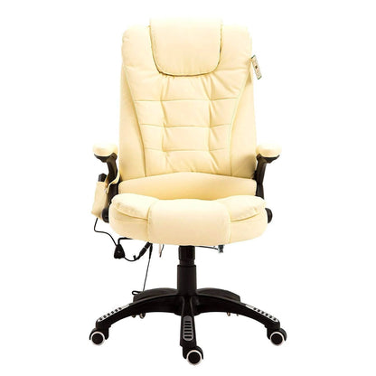 Fauteuil de bureau pivotant et inclinable, rembourré et avec fonction de massage vibrant, MM17 Crème