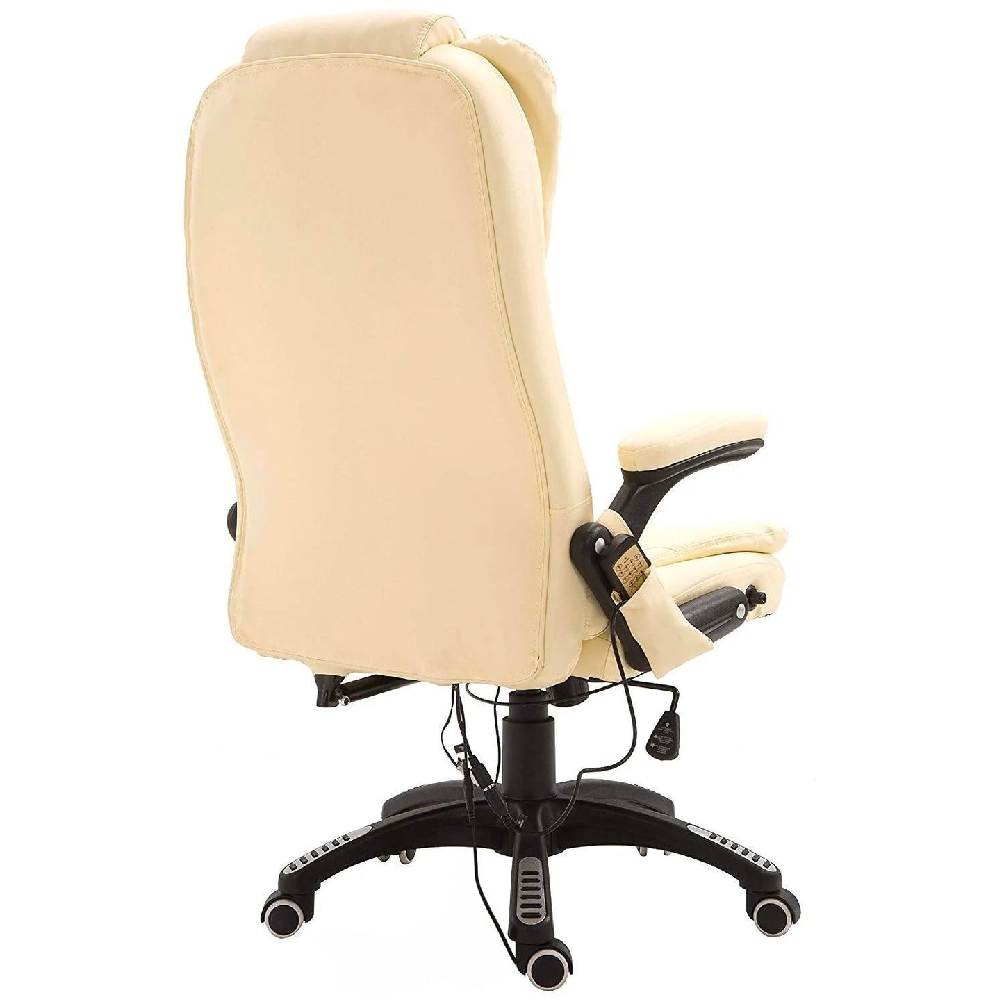 Fauteuil de bureau pivotant et inclinable, rembourré et avec fonction de massage vibrant, MM17 Crème
