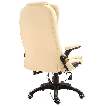 Fauteuil de bureau pivotant et inclinable, rembourré et avec fonction de massage vibrant, MM17 Crème