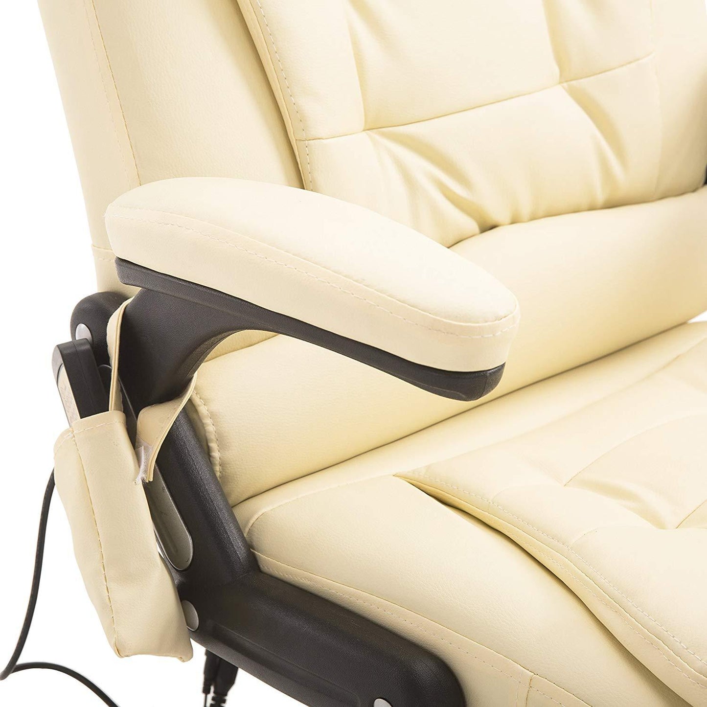 Fauteuil de bureau pivotant et inclinable, rembourré et avec fonction de massage vibrant, MM17 Crème