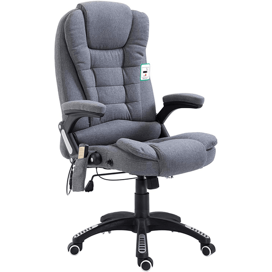 Fauteuil de bureau pivotant et inclinable, rembourré et massant, tissu gris MM17