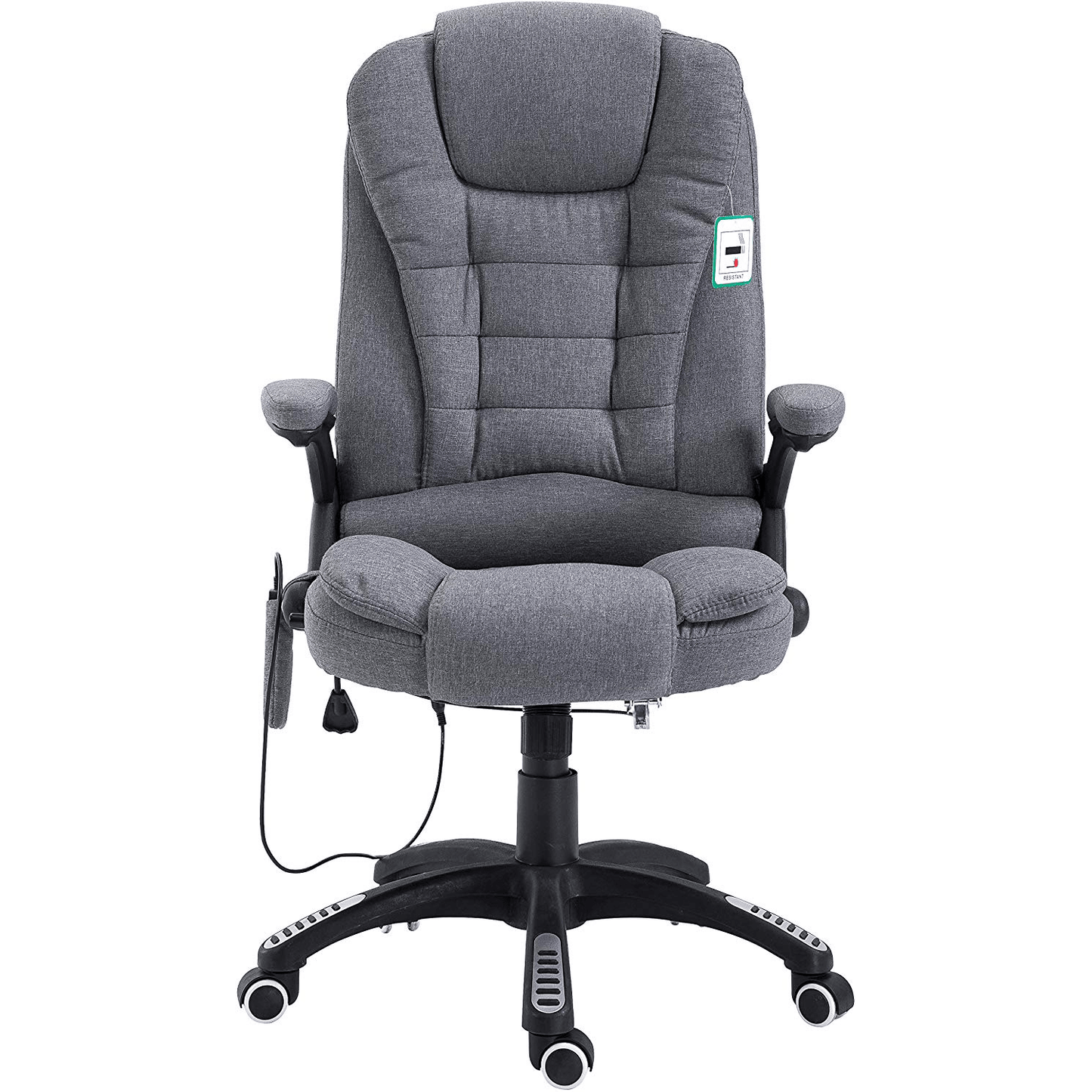Fauteuil de bureau pivotant et inclinable, rembourré et massant, tissu gris MM17