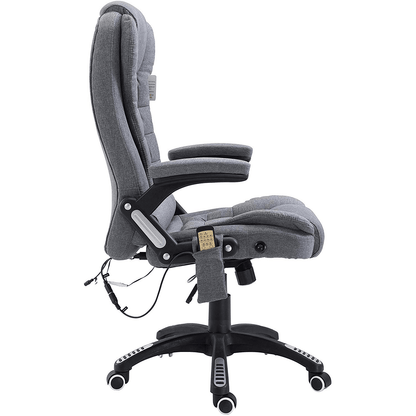 Fauteuil de bureau pivotant et inclinable, rembourré et massant, tissu gris MM17