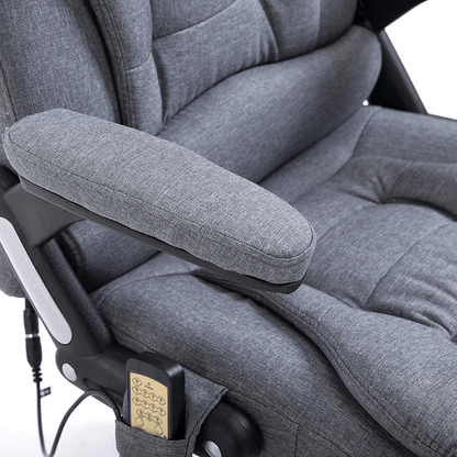 Fauteuil de bureau pivotant et inclinable, rembourré et massant, tissu gris MM17