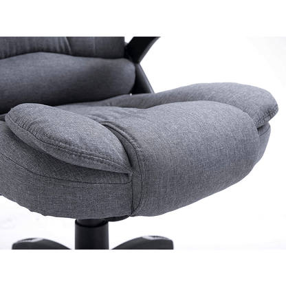 Fauteuil de bureau pivotant et inclinable, rembourré et massant, tissu gris MM17