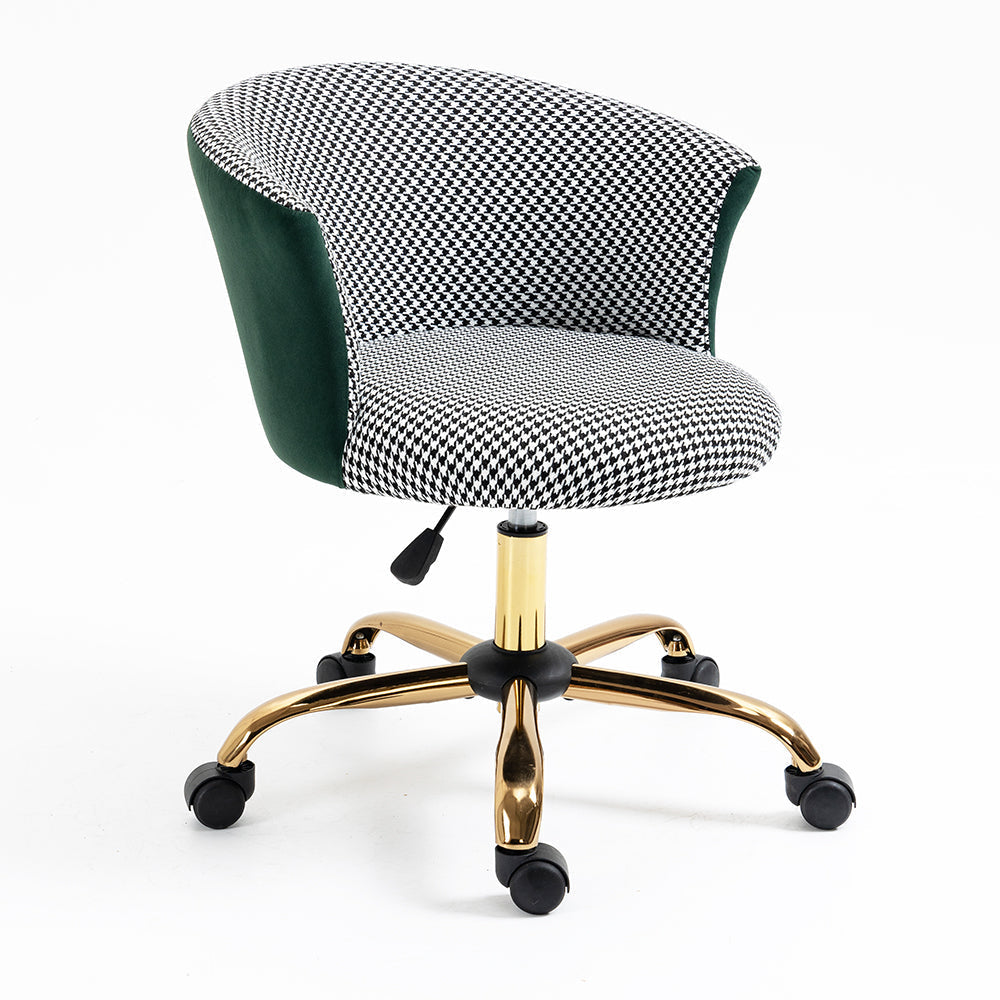 Chaise pivotante pied-de-poule et velours Kylie