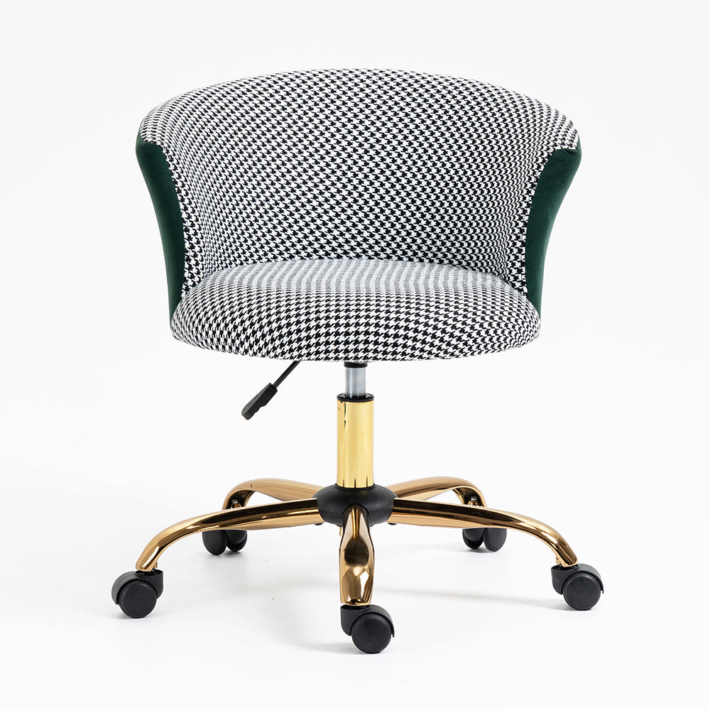 Chaise pivotante pied-de-poule et velours Kylie