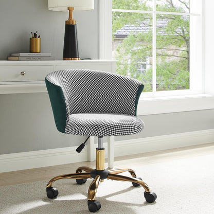 Chaise pivotante pied-de-poule et velours Kylie