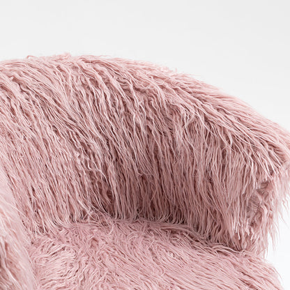 Fauteuil pivotant en fausse fourrure à poils longs Kylie Plush, rose