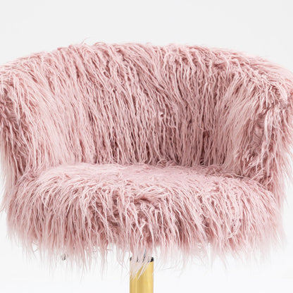Fauteuil pivotant en fausse fourrure à poils longs Kylie Plush, rose