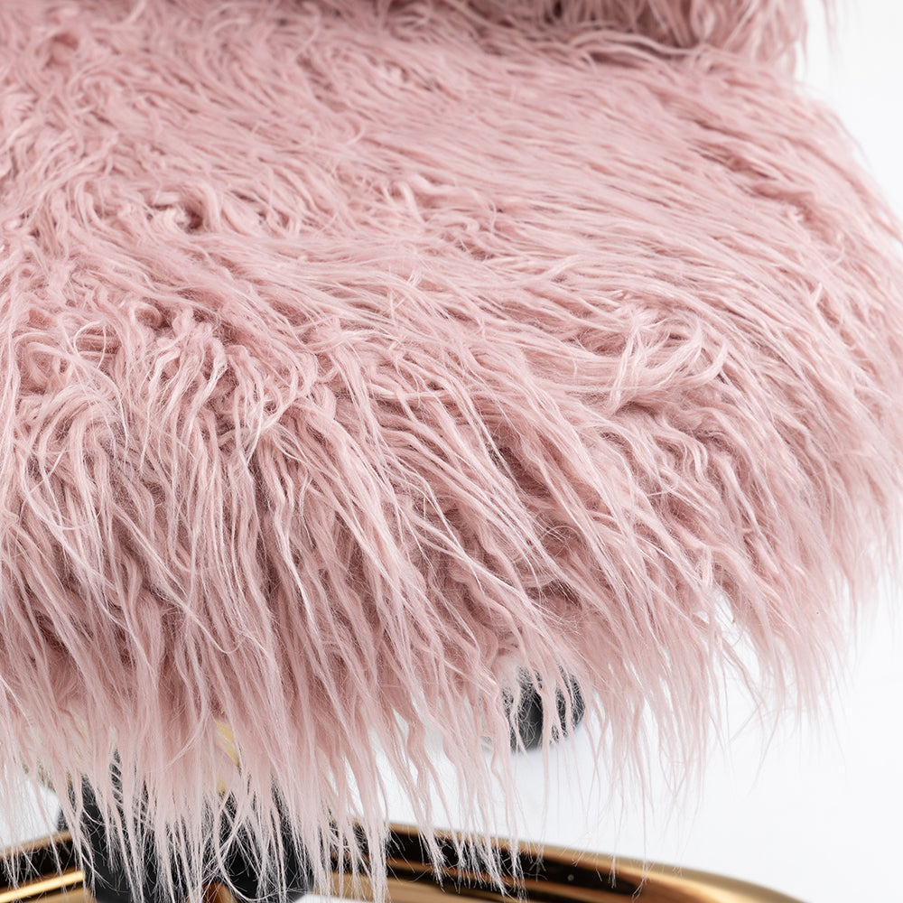 Fauteuil pivotant en fausse fourrure à poils longs Kylie Plush, rose
