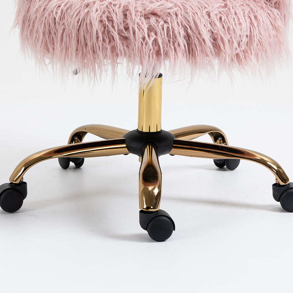 Fauteuil pivotant en fausse fourrure à poils longs Kylie Plush, rose