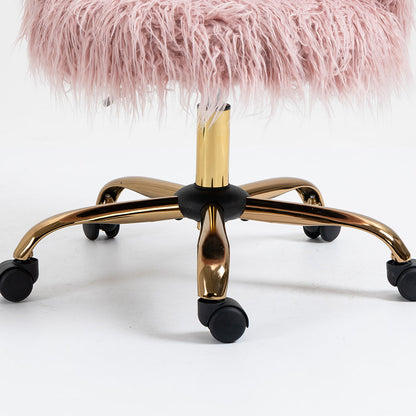 Fauteuil pivotant en fausse fourrure à poils longs Kylie Plush, rose