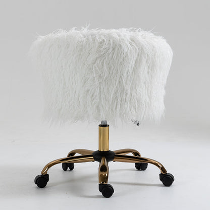 Fauteuil pivotant en fausse fourrure à poils longs Kylie Plush, blanc