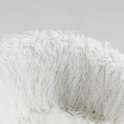 Fauteuil pivotant en fausse fourrure à poils longs Kylie Plush, blanc