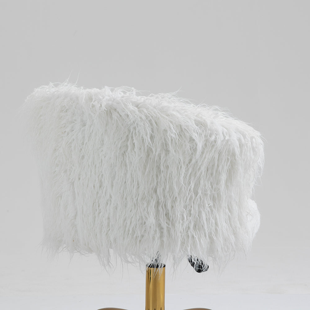 Fauteuil pivotant en fausse fourrure à poils longs Kylie Plush, blanc