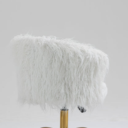 Fauteuil pivotant en fausse fourrure à poils longs Kylie Plush, blanc