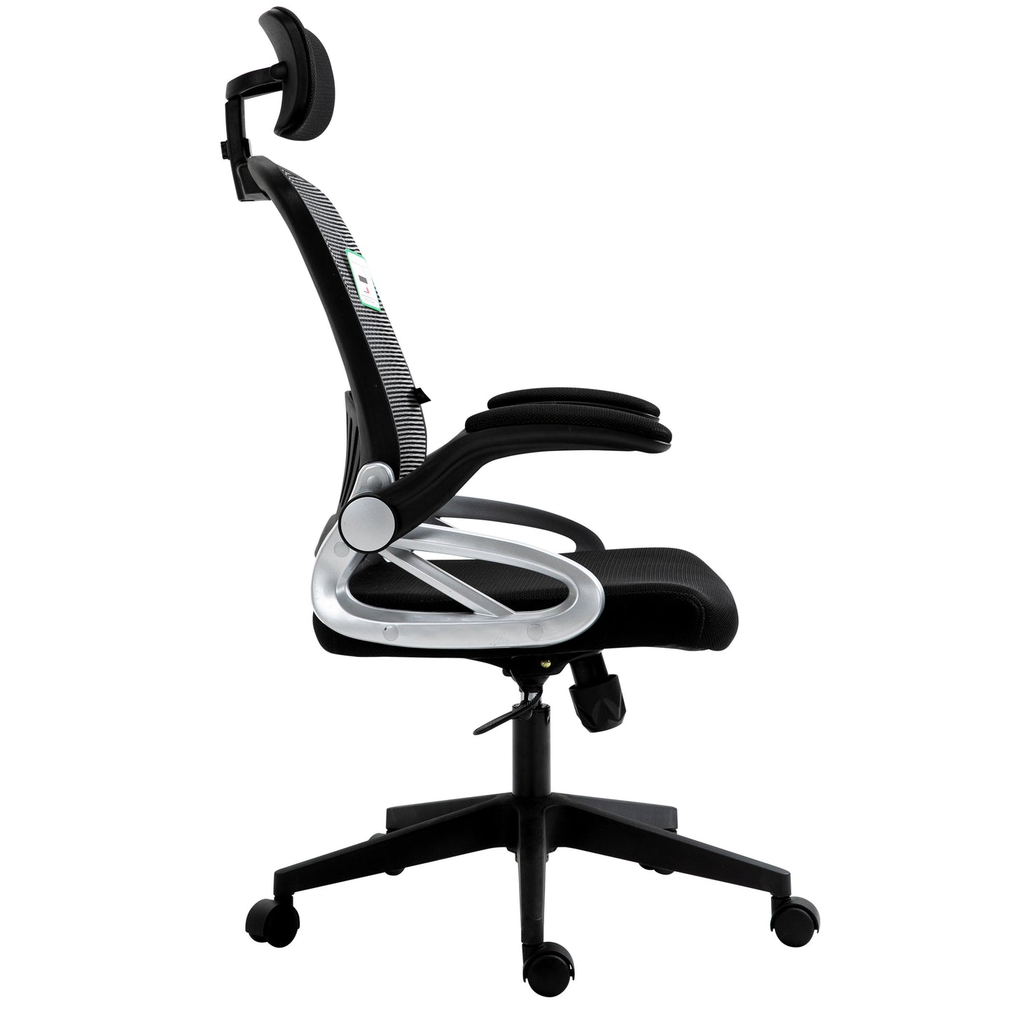 Chaise de bureau pivotante à dossier haut en maille extra-rembourrée avec appui-tête et accoudoirs réglables, gris