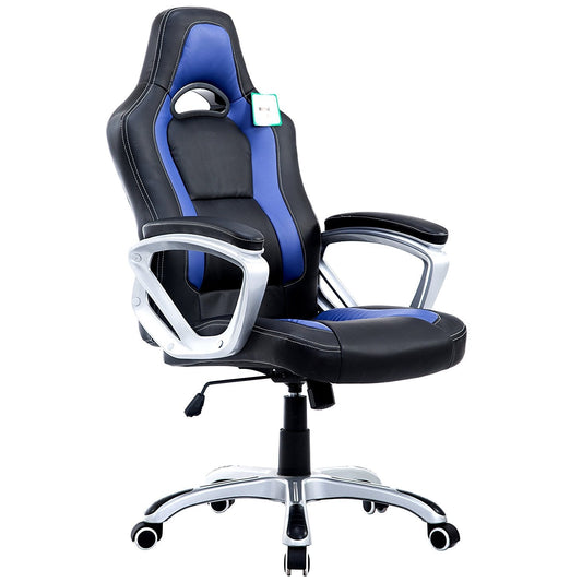 Chaise de bureau pivotante Racing Sport en noir et bleu