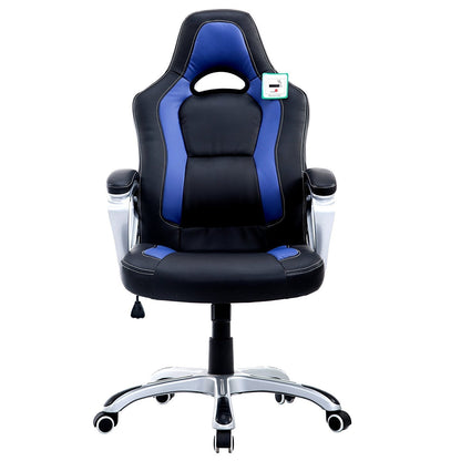 Chaise de bureau pivotante Racing Sport en noir et bleu