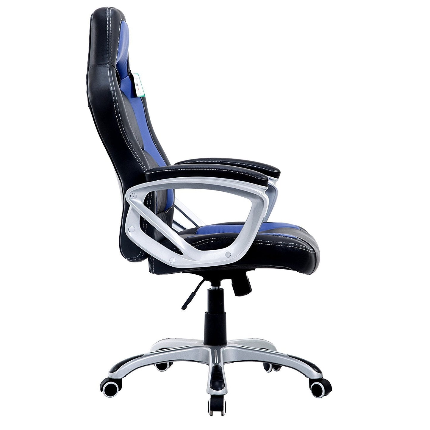Chaise de bureau pivotante Racing Sport en noir et bleu