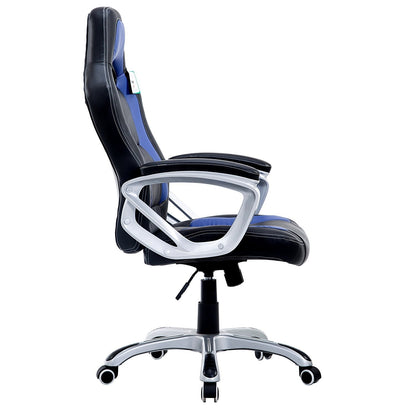 Chaise de bureau pivotante Racing Sport en noir et bleu