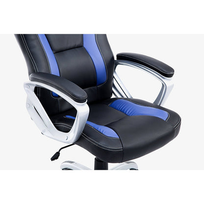 Chaise de bureau pivotante Racing Sport en noir et bleu