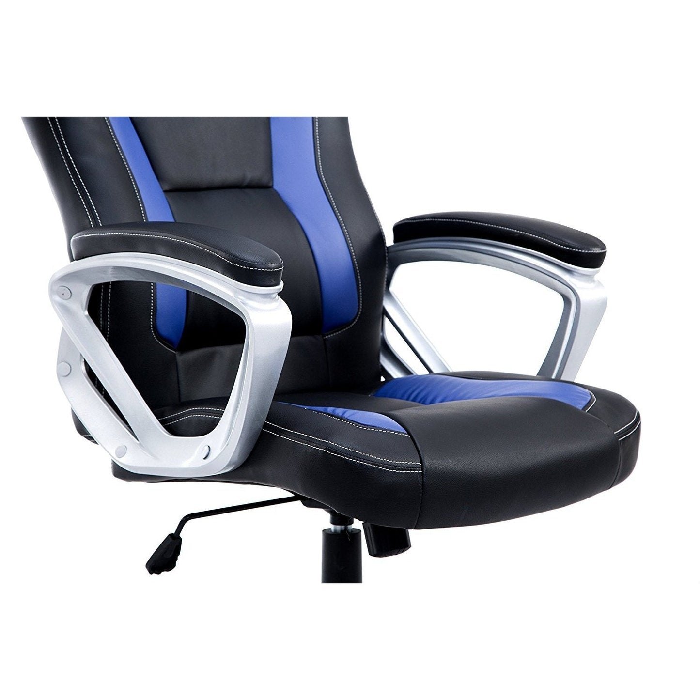 Chaise de bureau pivotante Racing Sport en noir et bleu