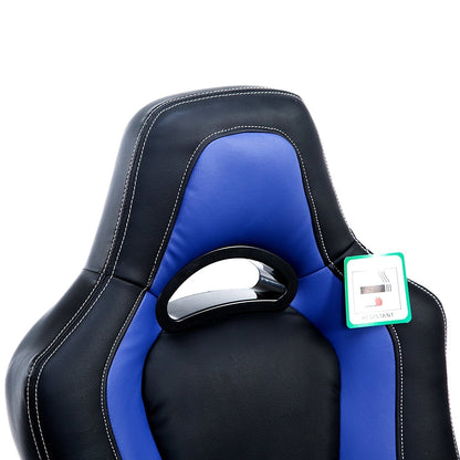 Chaise de bureau pivotante Racing Sport en noir et bleu