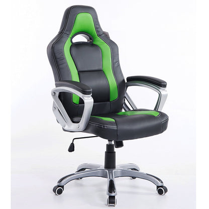 Chaise de bureau pivotante Racing Sport en noir et vert